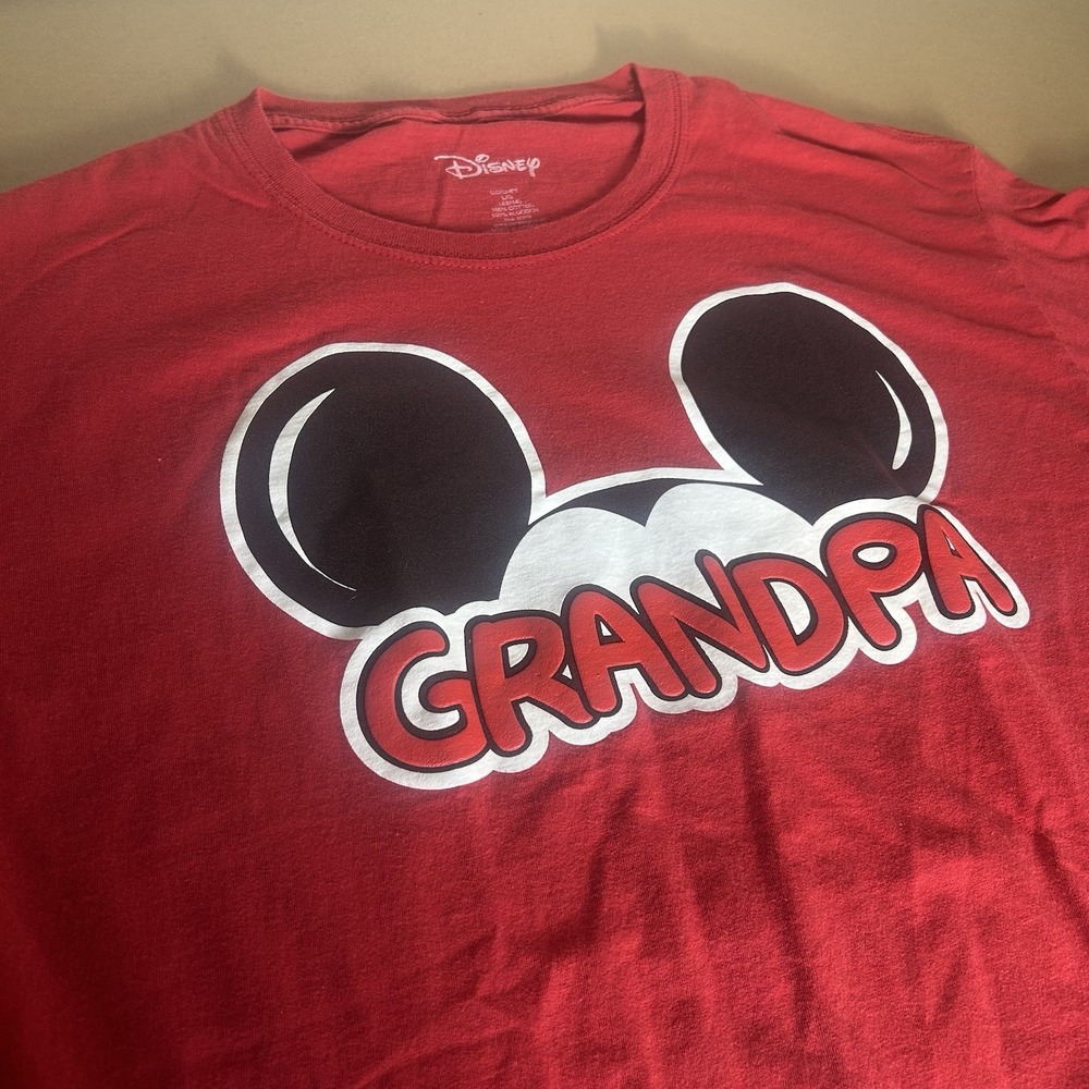 Disney Red Grandpa Mickey Mouse T Shirt Mens Sz L Large